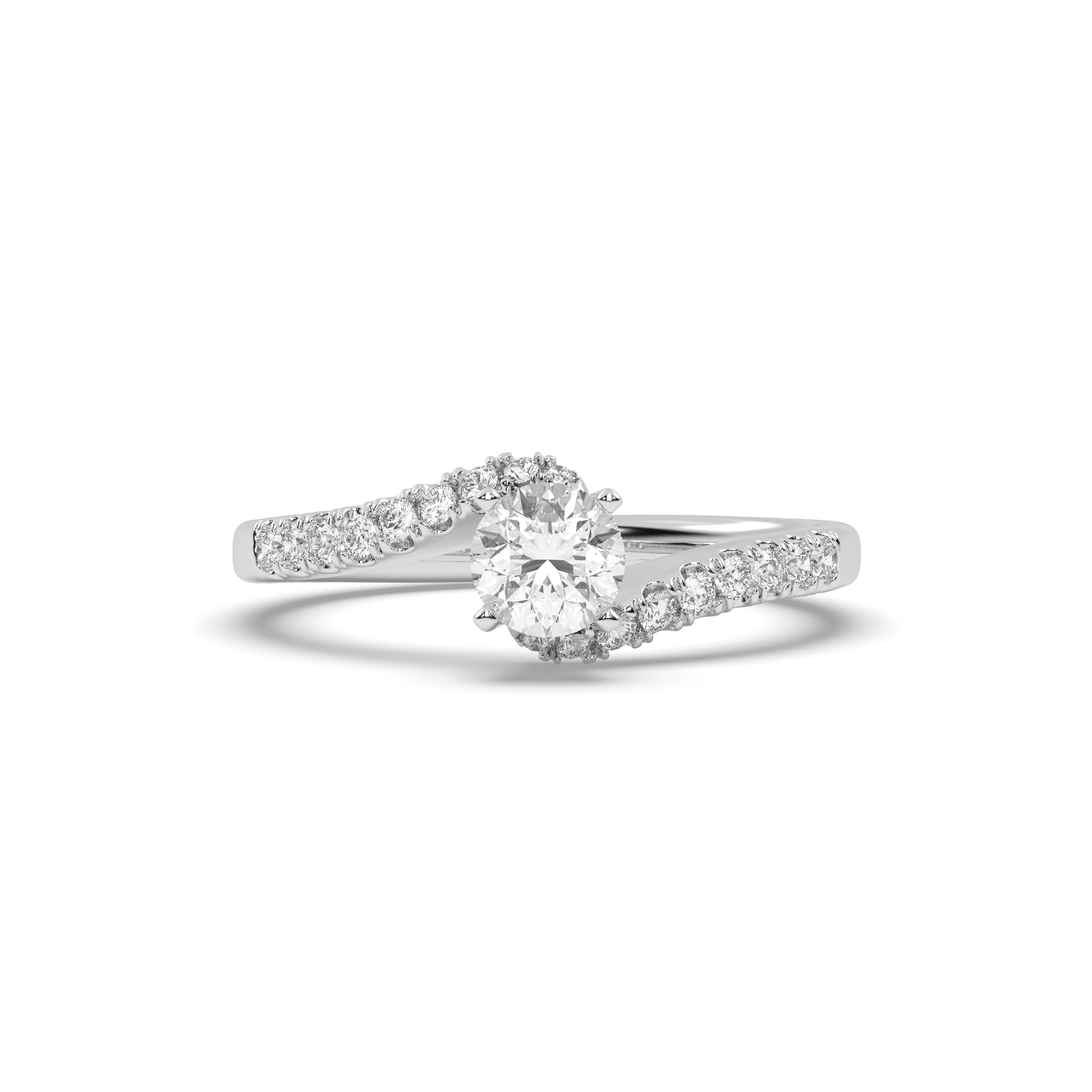 White Gold Studded 0.85 Carat Lab Grown Diamond Ring-F Color VS1 Clarity.